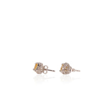 Load image into Gallery viewer, 6 mm. Heart Cut Yellow Brazilian Citrine with Cz Halo Earrings
