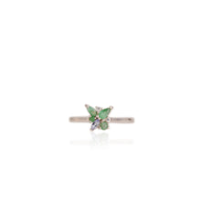 Load image into Gallery viewer, 3 x 5 mm. Pear Cut Green Brazilian Emerald and Tanzanite with Cz Accents Ring
