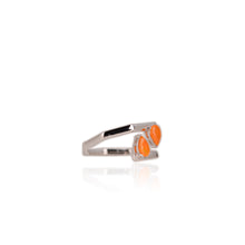 Load image into Gallery viewer, 4 x 6 mm. Pear Cut Orange Ethiopian Opal Open Ring
