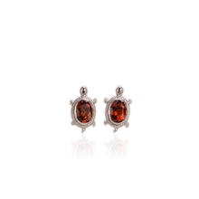Load image into Gallery viewer, 5 x 7 mm. Oval Cut Orange Brazilian Citrine Turtle Earrings
