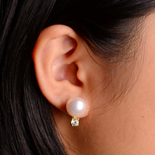 Load image into Gallery viewer, 11.5 mm. Freshwater Pearl and Topaz Earrings
