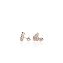 Load image into Gallery viewer, 5 x 7 mm. Pear Cabochon Multi-coloured Ethiopian Opal with Cz Accents Cluster Earrings
