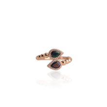 Load image into Gallery viewer, 4 x 6 mm. Pear Cut Black Ethiopian Opal with Cz Halo Ring
