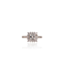 Load image into Gallery viewer, 5 mm. Square Cut Light Blue Brazilian Aquamarine with Cz Accents Ring
