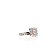 Load image into Gallery viewer, 5 mm. Square Cut Light Blue Brazilian Aquamarine with Cz Accents Ring
