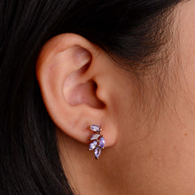 Load image into Gallery viewer, 2.5 x 5 mm. Marquise Cut Blue Violet Tanzanite Cluster Earrings
