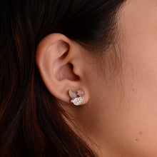 Load image into Gallery viewer, 5 x 7 mm. Pear Cabochon Multi-coloured Ethiopian Opal with Cz Accents Cluster Earrings
