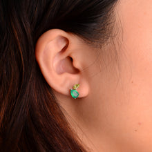 Load image into Gallery viewer, 5 x 7 mm. Pear Cut Green Botswana Agate and Peridot Cluster Earrings
