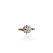 Load image into Gallery viewer, 4 x 6 mm. Oval Cut Blue Cambodian Zircon and Topaz Cluster Ring
