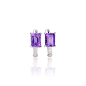 6 x 8 mm. Octagon Cut Purple Brazilian Amethyst Earrings