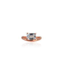Load image into Gallery viewer, 6 x 8 mm. Octagon Cut Blue Brazilian Topaz Ring
