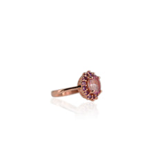 Load image into Gallery viewer, 7 x 9 mm. Oval Cut Pink Brazilian Mystic Topaz with Amethyst Accents Ring (Blemished)
