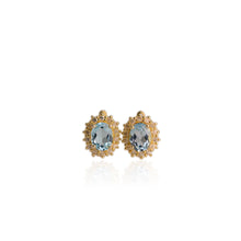 Load image into Gallery viewer, 7 x 9 mm. Oval Cut Sky Blue Brazilian Topaz with Cz Accents Earrings

