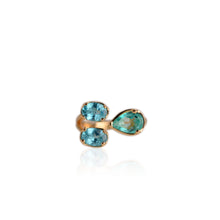 Load image into Gallery viewer, 6 x 9 mm. Pear Cut Green Brazilian Mystic Topaz and Apatite Open Ring
