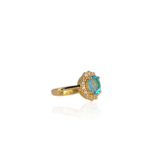 Load image into Gallery viewer, 7 x 9 mm. Oval Cut Blue Brazilian Mystic Topaz with Cz Accents Ring
