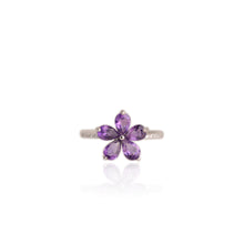 Load image into Gallery viewer, 4 x 6 mm. Pear Cut Purple Brazilian Amethyst with Cz Band Ring
