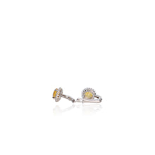 Load image into Gallery viewer, 7 mm. Round Cut Yellow Brazilian Citrine with Cz Accents Earrings

