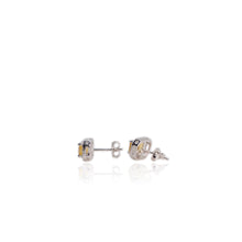 Load image into Gallery viewer, 5 x 7 mm. Octagon Cut Yellow Brazilian Citrine with Cz Halo Earrings
