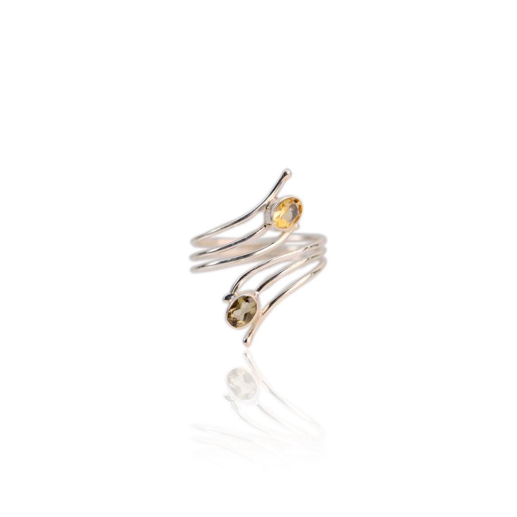 Handmade 4 x 6 mm. Oval Cut Yellow Brazilian Citrine Open Ring
