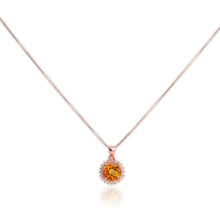 Load image into Gallery viewer, 8 mm. Round Cut Yellow Brazilian Citrine with Cz Accents Pendant and Necklace
