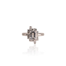 Load image into Gallery viewer, 6 x 8 mm. Octagon Cut White African Goshenite with Cz Accents Ring

