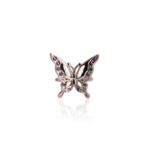 Load image into Gallery viewer, 1.5 mm. Round Cut Blue Thai Sapphire and Topaz Butterfly Ring
