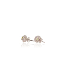Load image into Gallery viewer, 4 x 6 mm. Oval Cut Green Pakistani Peridot with Cz Halo Earrings
