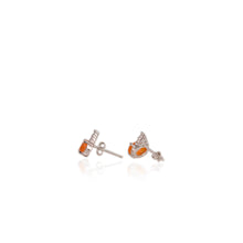 Load image into Gallery viewer, 5 x 7 mm. Oval Cut Orange Ethiopian Opal with Cz Accents Earrings
