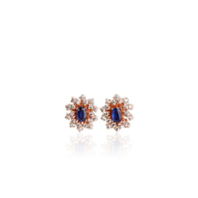 Load image into Gallery viewer, 3 x 5 mm. Oval Cut Blue Nepalese Kyanite with Cz Accents Earrings
