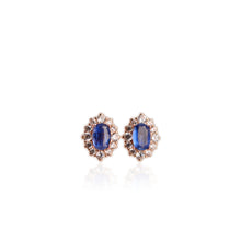 Load image into Gallery viewer, 4 x 6 mm. Oval Cut Blue Nepalese Kyanite with Cz Accents Earrings
