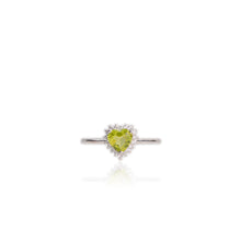 Load image into Gallery viewer, 6 mm. Heart Cut Green Pakistani Peridot with Cz Accents Ring
