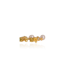 Load image into Gallery viewer, 7.5 mm. Freshwater Pearl, Peridot, Amethyst and Topaz Drop Earrings
