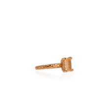 Load image into Gallery viewer, 5 x 7 mm. Octagon Cut Yellow Brazilian Citrine with Cz Accents Ring
