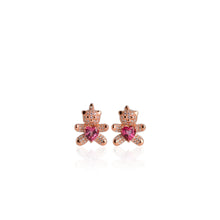 Load image into Gallery viewer, 8 mm. Heart Cut Pink Brazilian Mystic Topaz with Cz Accents Bear Earrings
