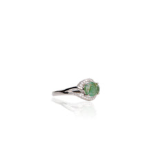 Load image into Gallery viewer, 7 x 9 mm. Oval Cut Green Zambian Emerald with Cz Accents Ring (Blemished)
