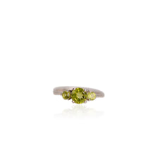 Load image into Gallery viewer, 6 mm. Round Cut Green Pakistani Peridot Trilogy Ring
