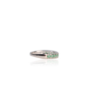 2.5 mm. Round Cut Green Zambian Emerald Half Eternity Ring