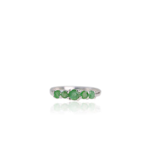 4 mm. Round Cut Green Brazilian Emerald Cluster Ring (Blemished)