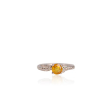 Load image into Gallery viewer, 6 mm. Round Cut Yellow Thai Sapphire with Cz Accents Ring
