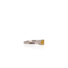 Load image into Gallery viewer, 6 mm. Round Cut Yellow Thai Sapphire with Cz Accents Ring

