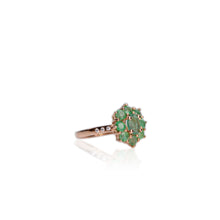 Load image into Gallery viewer, 5 x 6 mm. Oval Cut Green Brazilian Emerald with Cz Accents Cluster Ring (Blemished)
