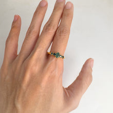 Load image into Gallery viewer, 4 x 6 mm. Oval Cut Green Zambian Emerald and Sapphire Cluster Ring
