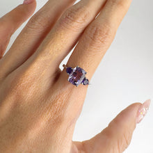 Load image into Gallery viewer, 7 x 9 mm. Antique Cut Purple Brazilian Amethyst Trilogy Ring
