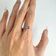 Load image into Gallery viewer, 4 x 6 mm Octagon Cut Purple Brazilian Amethyst with Cz Band Ring
