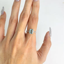 Load image into Gallery viewer, 6 x 8 mm. Octagon Cut Light Blue Brazilian Aquamarine  with Cz Band Ring
