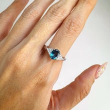 Load image into Gallery viewer, 6 x 8 mm. Oval Cut London Blue Brazilian Topaz with Cz Accents Ring (Blemished)
