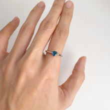 Load image into Gallery viewer, 5 mm. Trillion Cut London Blue Brazilian Topaz Ring
