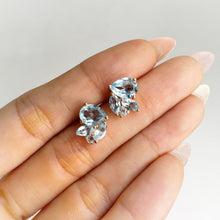Load image into Gallery viewer, 6 x 8 mm. Pear Cut Sky Blue Brazilian Topaz Cluster Earrings
