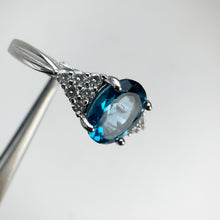 Load image into Gallery viewer, 6 x 8 mm. Oval Cut London Blue Brazilian Topaz with Cz Accents Ring (Blemished)
