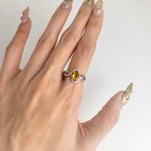 Load image into Gallery viewer, 5 x 7 mm. Oval Cut Yellow Brazilian Citrine with Cz Accents Ring
